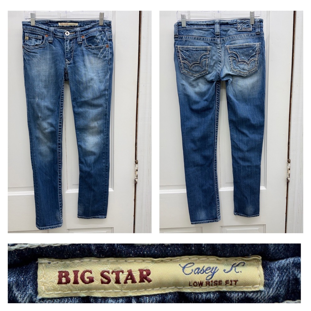 Big Star Casey K Low Rise Thick Stitch Denim Skinny Jeans Women's 26R 26 Regular